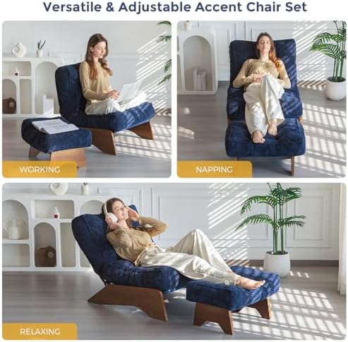MAXYOYO Accent Chair with Ottoman, Lounge Chair with Adjustable Backrest - Image 3