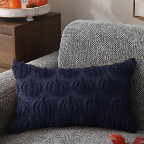 DFXSZ Fall Pillow Covers 12x20 2Pcs Navy Blue Pumpkin Fall Decorations - Image 3