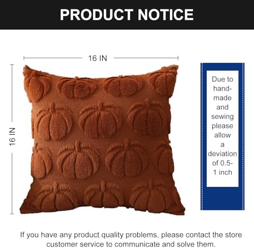 DFXSZ Fall Pillow Covers 16x16 2Pcs Rust Pumpkin Fall Decorations for Home - Image 6