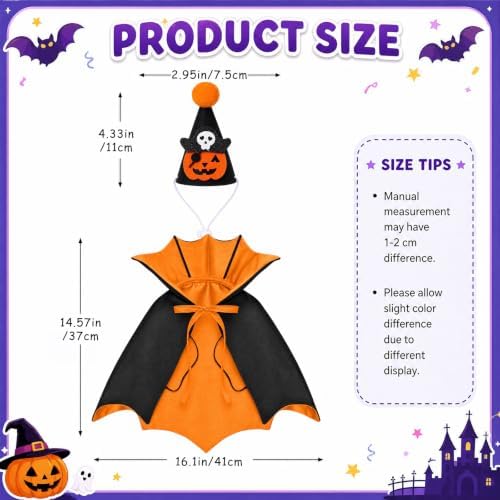 Halloween Porch Goose Outfit Vampire Cape Pumpkin‑Skull Party Hat, Orange - Image 6