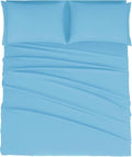 Mejoroom Queen Size Sheet Set - Hotel Luxury 1800 Bedding Sheets & Pillowcases - Deep Pocket Fitted Sheet, Soft, Breathable, Wrinkle & Fade Resistant - 4 Piece (Queen, Denim Blue)