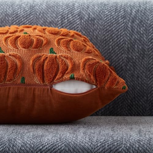 DFXSZ Fall Pillow Covers 18x18 2Pcs Rust Green Yellow Pumpkin Fall Decorations - Image 2
