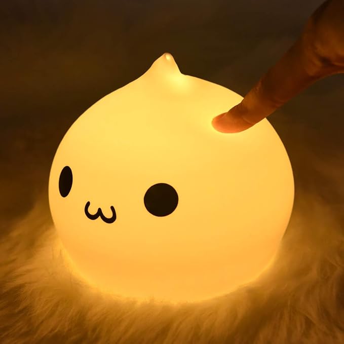 ZKLiLi Night Light for Kids, Cute Lamp Dumpling Light Birthday Gifts for Girls Boys, Kawaii Nightlight Silicone Portable Nursery Battery Powered Animal Night Lights for Baby Toddler Teen Bedrooms