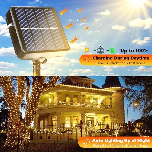 Joomer Solar Fairy Lights, 2-Pack Total 80FT 240LED Lights, Warm White - Image 2