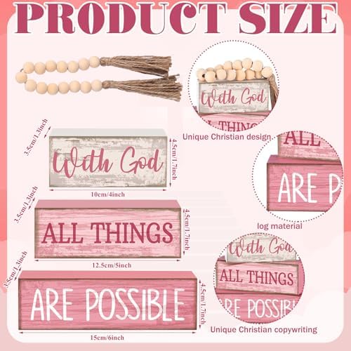 Lineshading 4 Pcs Christian Table Decor Pink God All Things are Possible - Image 3