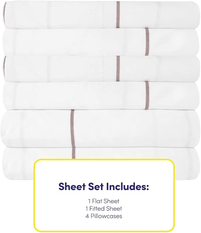 Full Size Bed Sheets - 6 Piece 1500 Supreme Collection Fine Brushed Microfiber Deep Pocket Full Sheet Set Bedding - 2 Extra Pillow Cases, Great Value, Full, Window Pane White