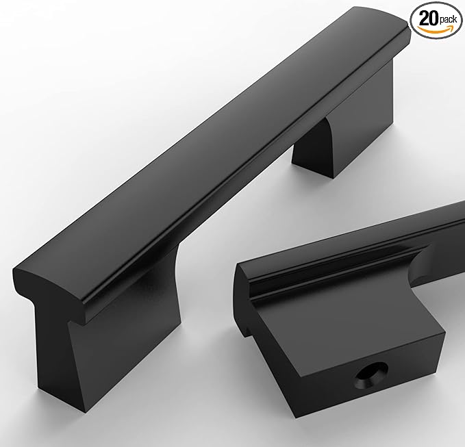 Asidrama 20 Pack 3 Inch(76mm) Matte Black Kitchen Cabinet Handles, Cabinet Pulls Kitchen Cabinet Hardware for Cupboard Drawer Pulls