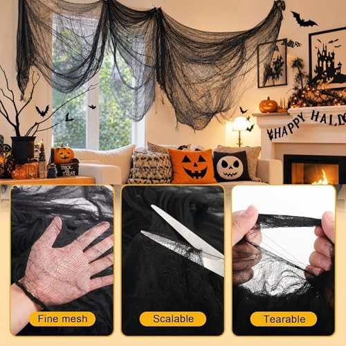 Cyantor Halloween Creepy Cloth Black 80×160inch - Halloween Decorations Clearance - Creepy Spooky Halloween Decorations Outdoor Indoor… - Image 3