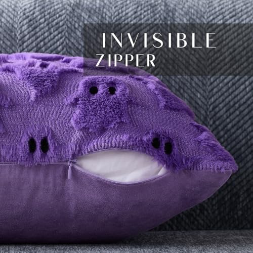 DFXSZ Halloween Pillow Covers 20x20 inch 2Pcs Purple Ghost Halloween Decor - Image 2
