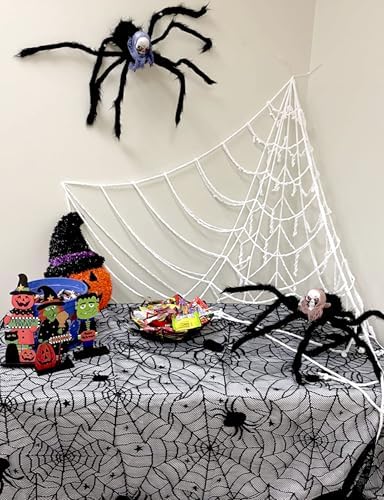 Halloween Table Cloth, Black Spider Web Lace Tablecloth for Rectangle Tables, Gothic Halloween Decor for Masquerade, Scary Movie Nights, Dinner Party Table Decorations 54 x 72 inch - Image 3