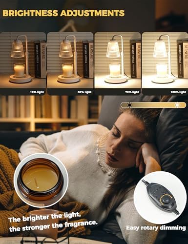 White Candle Warmer Lamp with 24h Cycle Timer, Dimmable Wax Melt Warmer - Image 3