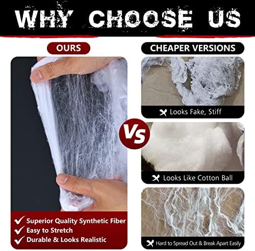 ZPISF 1400 sqft Halloween Spider Webs Decorations with 150 Extra Fake Spiders, Super Stretchy Cobwebs for Halloween Decor Indoor and Outdoor - Image 4