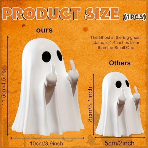 White Decorative Halloween Ghost Figurine (off white Big Halloween Ghost) - Image 2