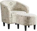 Yaheetech Small 25.5in Wide Boucle Barrel Accent Chair, Letter Print by Yaheetech