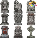 JOYIN 16" 9 Pcs Halloween Tombstones Decorations Outdoor, Graveyard Yard Lawn Plastic Headstones with 18 Metal Stakes for Halloween Cemetery, Indoor Decorations, Prop, Party Decor Supplies by JOYIN