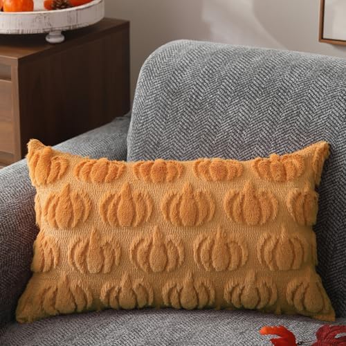 DFXSZ Fall Pillow Covers 20x20 2Pcs Light Orange Pumpkin Fall Decorations - Image 3