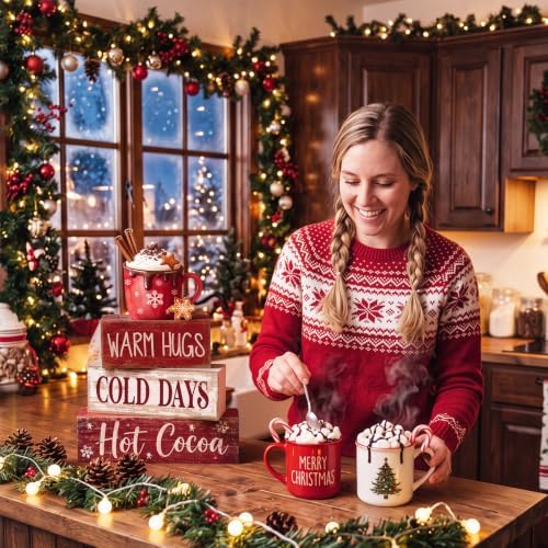Lineshading 4 Pcs Christmas Table Decorations, Wooden Hot Cocoa Bar Sign - Image 6