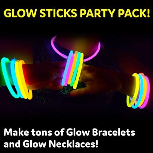 Glow Sticks Bulk Neon Party Supplies - 200 8” Neon Party Glow Sticks w/ Connectors for Glow Necklaces and Glow Bracelets Glow in the Dark Party Supplies - Image 2