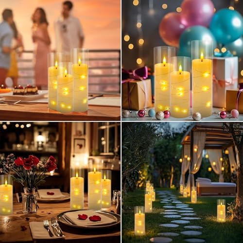 YOROXRG 24 Pack Christmas Decoration Flickering Flameless Candles,Battery Operated Candles,LED String Lights LED Candles for New Year, Home Decor, Parties,Wedding(D2.2 xH 5" 6" 7") (Ivory) - Image 5