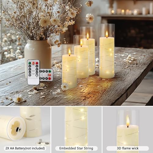 YOROXRG 24 Pack Christmas Decoration Flickering Flameless Candles,Battery Operated Candles,LED String Lights LED Candles for New Year, Home Decor, Parties,Wedding(D2.2 xH 5" 6" 7") (Ivory) - Image 6