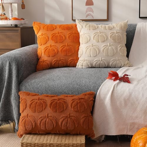 DFXSZ Fall Pillow Covers 12x20 2Pcs Rust Pumpkin Fall Decorations for Home - Image 4