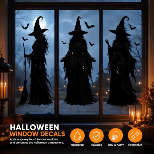 Halloween Decorations - Witch Window Clings for Halloween Party Decor - Image 4