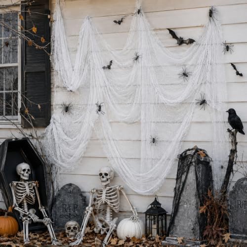 5 Pcs White Halloween Gauze Creepy Cloth Fabric Tapestry Decor Decorations - Image 6