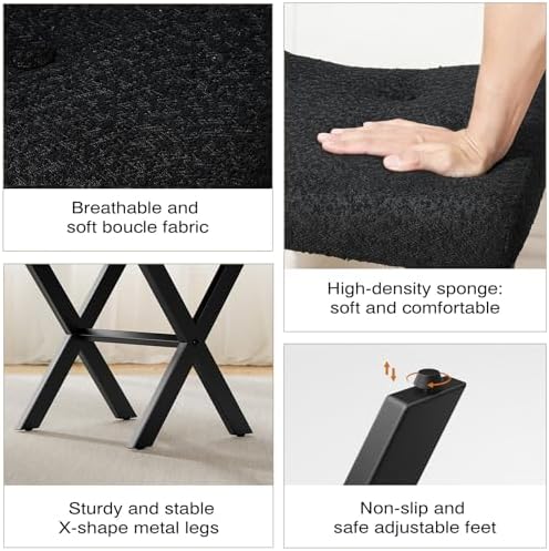 Memobarco 18-Inch Vanity Stool Chair, Black Makeup Stool - Image 4