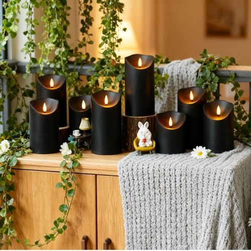 Nimiko Flameless Candles with Remote, Battery Operated Flickering Flameless Candles, LED Candles with Timer 2/4/6/8H, with Realistic LED Candles Set of 24 (D3 x H 3" 4" 5") (Black) - Image 4