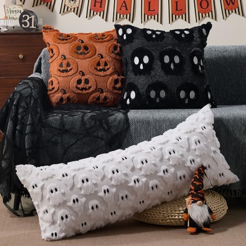 DFXSZ Halloween Pillow Covers 14x36 inch 1Pcs White Ghost Halloween Decor - Image 4