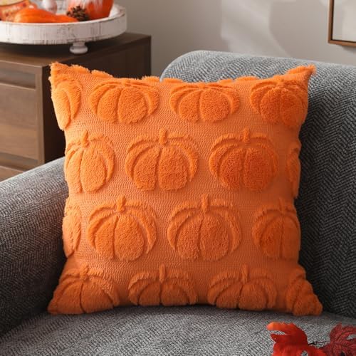 DFXSZ Fall Pillow Covers 16x16 2Pcs Orange Pumpkin Fall Decoration for Home - Image 3