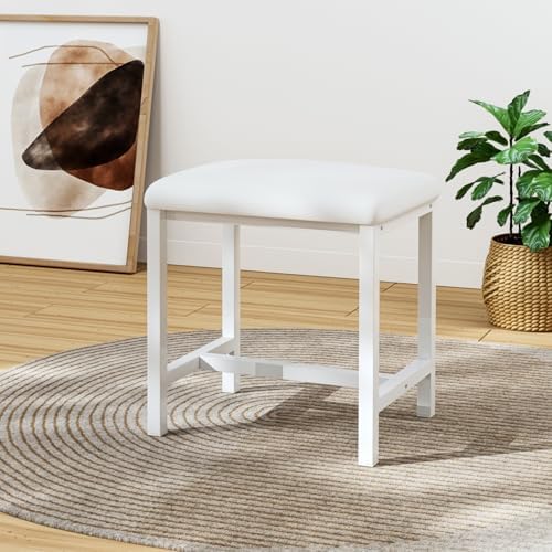 Small Vanity Stool, Cute Vanity Stools with Cushion, White Makeup Vanity Chair for Small Spaces, Living Room, Bedroom, Bathroom, Entryway, Ottoman Foot Rest for Couch Sillas Modern - Image 7