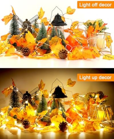 2-Pack Lighted Fall Garland, Total 16.4ft 40 LED Autumn String Lights - Image 4