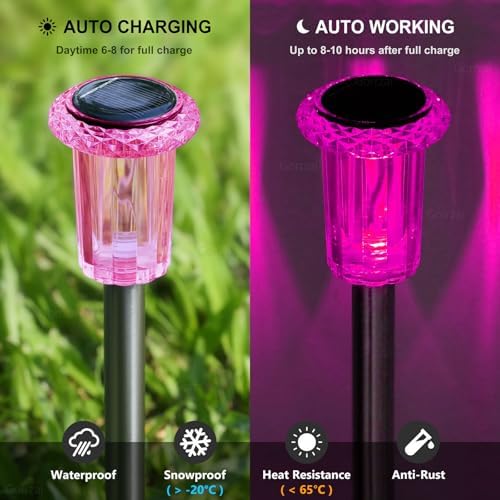 DenicMic Solar Outdoor Lights 10 Pack Pink LED Valentines/Mothers Day Decor - Image 4