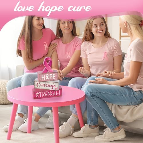 Lineshading 4 Pcs Breast Cancer Awareness Decor Pink Ribbon Table Decor - Image 4