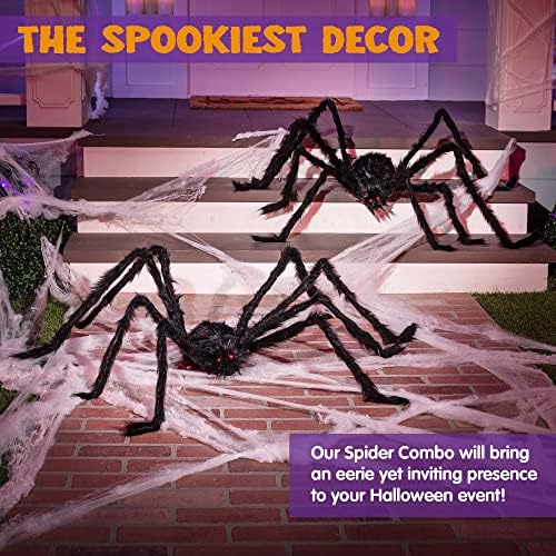 JOYIN 2 Pack 5 Ft Halloween Outdoor Decorations Hairy Black Spider, Scary Giant Spider, Fake Large Haunted House Props, Halloween Yard Lawn Decorations Party Indoor Decor - Image 2