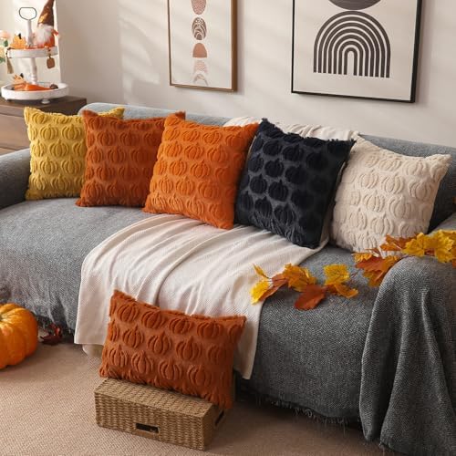 DFXSZ Fall Pillow Covers 12x20 2Pcs Rust Pumpkin Fall Decorations for Home - Image 5