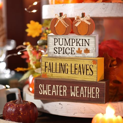 Lineshading 4 Pcs Fall Pumpkin Decor Fall Table Decoration Thanksgiving - Image 2