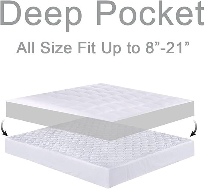 Mattress Topper Full for Back Pain, Extra Thick Mattress Pad Cover, Plush Pillow Top, Deep Elastic Pocket, White, 54"X75"+20"