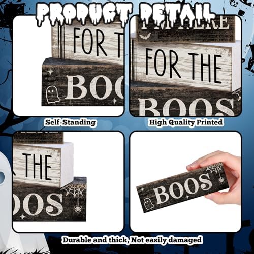 Lineshading 4 Pcs Halloween Table Decoration Ghost Wooden Tiered Tray Decor - Image 6