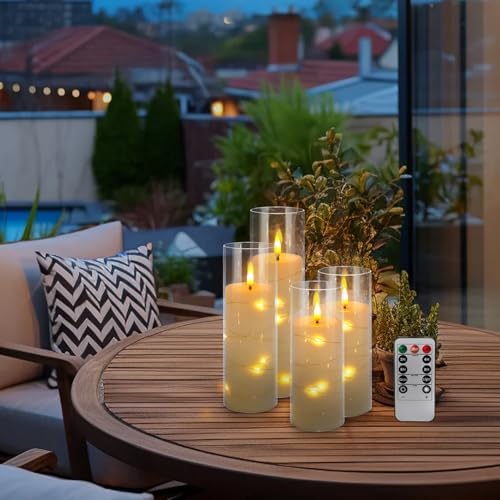 YOROXRG Flickering Flameless Candles Battery Operated with Remote,Led Pillar Candles with Realistic Moving Wick Candles for Halloween,Christmas,Home Decor Pack of 12 (D2.2 xH 5" 6" 7")(White) - Image 5