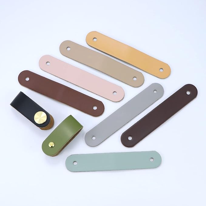 Leather Drawer Pulls and Knobs Soft Cabinet Handles Modern Cabinets Door Knob for Furniture Cupboards Wardrobe Dresser Decorative Handle with Screw 4 Pcs (Flesh Color)