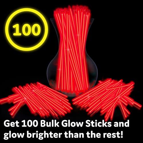 PartySticks Red Glow Sticks - 100pk, 8 Inch Glow in The Dark Light Up Sticks - Party Favors, Decorations, Necklaces and Bracelets with Connectors - Image 3