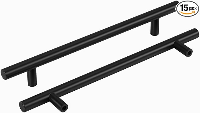 homdiy Black Cabinet Handles 10Pack 6-1/4inch Hole Center Kitchen Drawer Pulls and Knobs Stainless Steel Cabinet Hardware for Bathroom, Cupboard