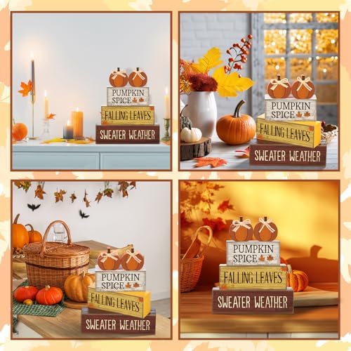 Lineshading 4 Pcs Fall Pumpkin Decor Fall Table Decoration Thanksgiving - Image 4