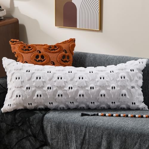 DFXSZ Halloween Pillow Covers 14x36 inch 1Pcs White Ghost Halloween Decor - Image 3