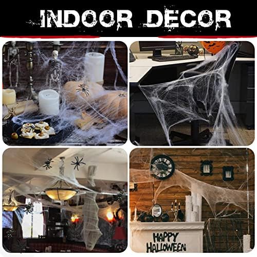 ZPISF 1400 sqft Halloween Spider Webs Decorations with 150 Extra Fake Spiders, Super Stretchy Cobwebs for Halloween Decor Indoor and Outdoor - Image 6