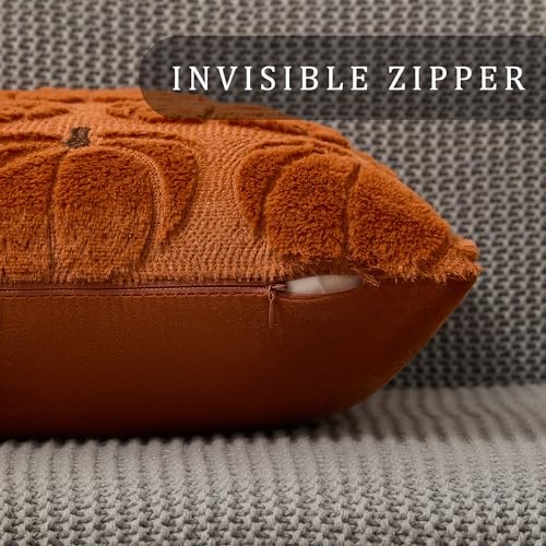 DFXSZ Fall Pillow Covers 18x18 2Pcs Rust Brown Pumpkin Fall Decorations - Image 2