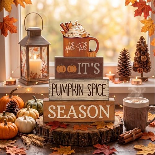 Lineshading 4 Pcs Fall Table Decor for Home, Pumpkin Spice Coffee Bar Sign - Image 5