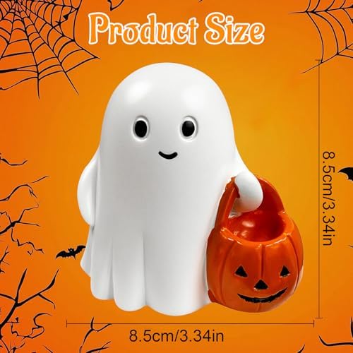 White Decorative Halloween Ghost Figurine (White Pumpkin Ghost) - Image 2